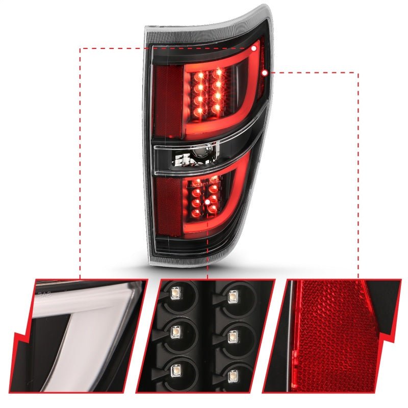 ANZO 2009-2013 Ford F-150 LED Taillights Black - Eastern Shore Retros