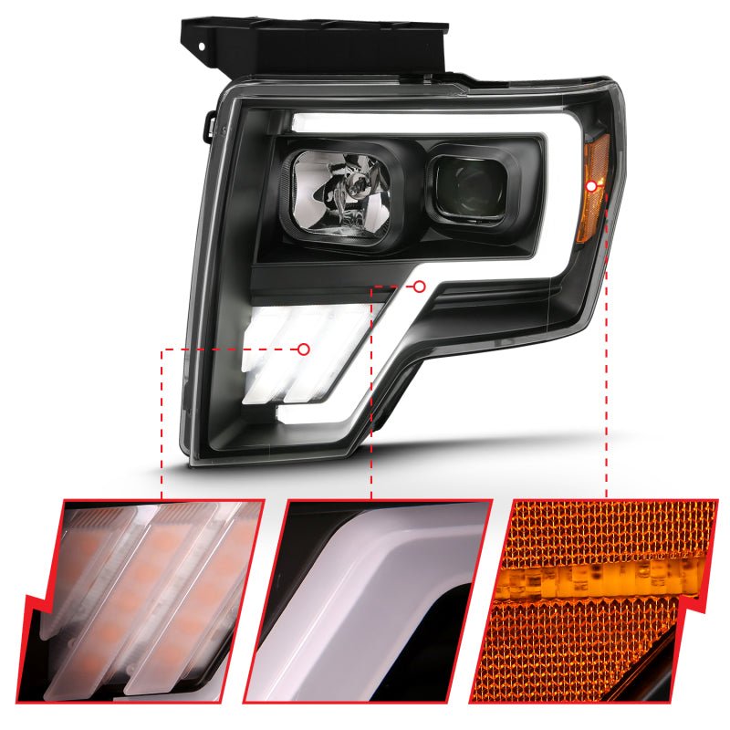 ANZO 2009-2013 Ford F-150 Projector Light Bar G4 Switchback H.L.Black Amber - Eastern Shore Retros