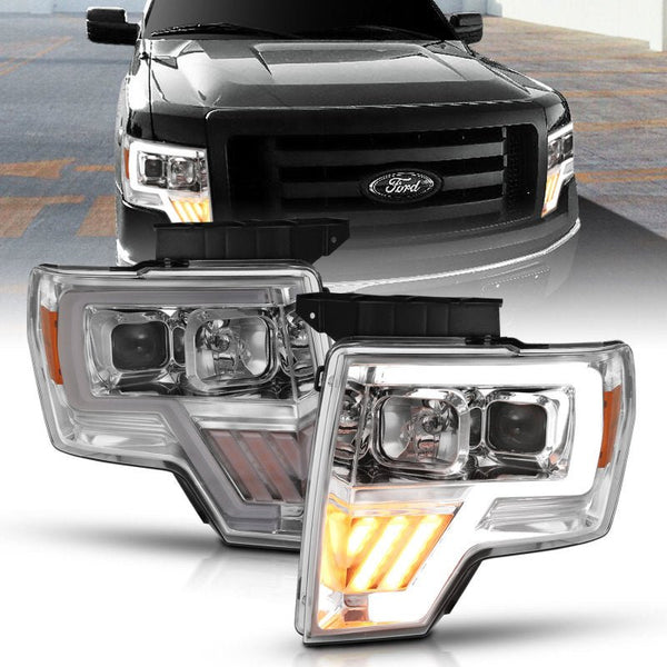 ANZO 2009-2014 Ford F-150 Projector Headlight Chrome Amber - Eastern Shore Retros