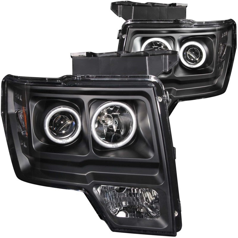 ANZO 2009-2014 Ford F-150 Projector Headlights w/ Halo Black (CCFL) - Eastern Shore Retros