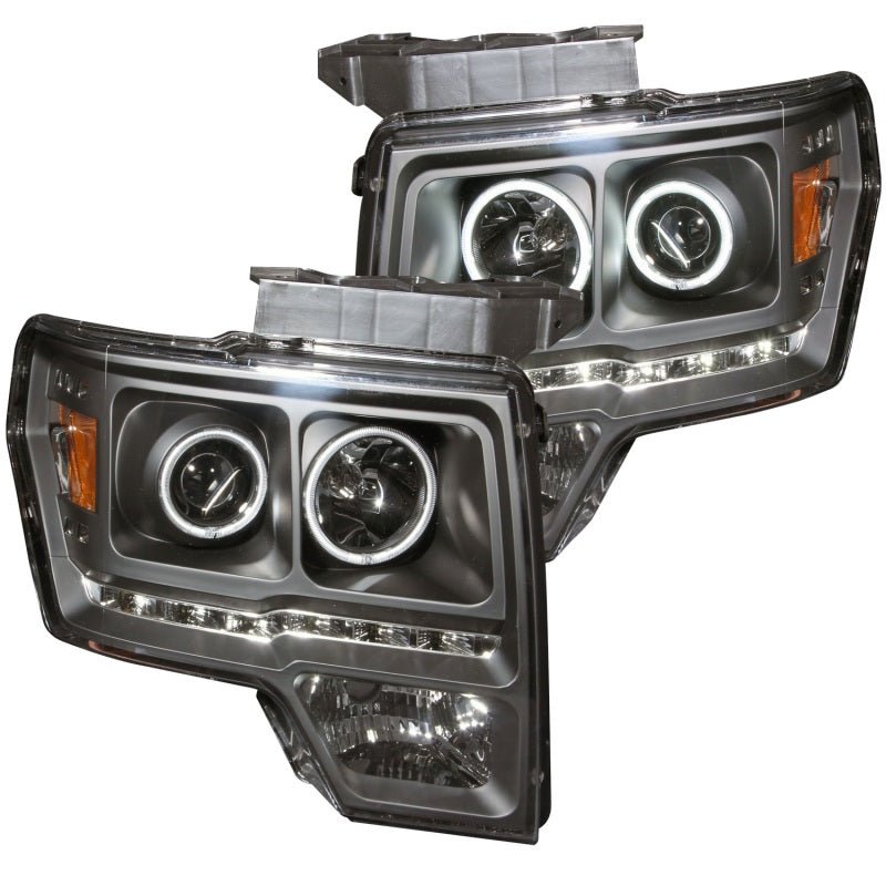 ANZO 2009-2014 Ford F-150 Projector Headlights w/ Halo Black (CCFL) G2 - Eastern Shore Retros