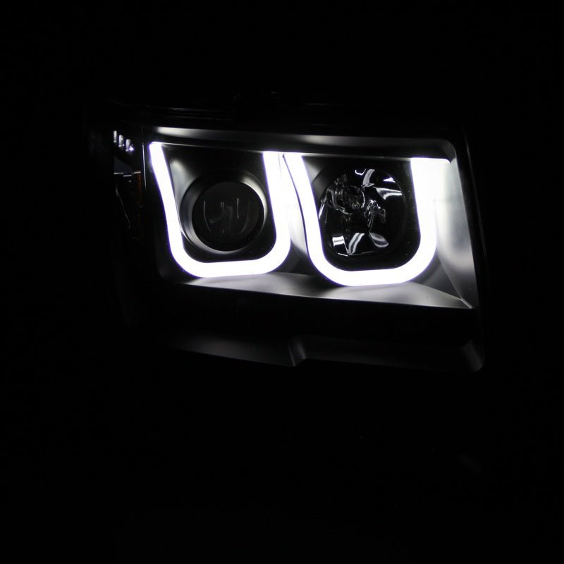 ANZO 2009-2014 Ford F-150 Projector Headlights w/ U-Bar Black - Eastern Shore Retros