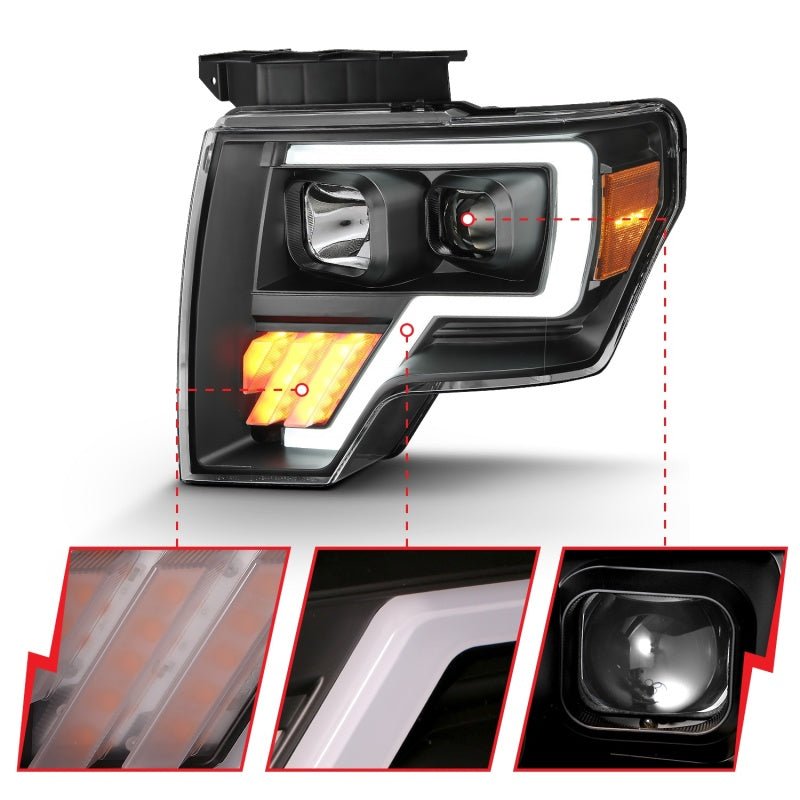 ANZO 2009-2014 Ford F-150 Projector Light Bar G4 H.L. Black Amber - Eastern Shore Retros