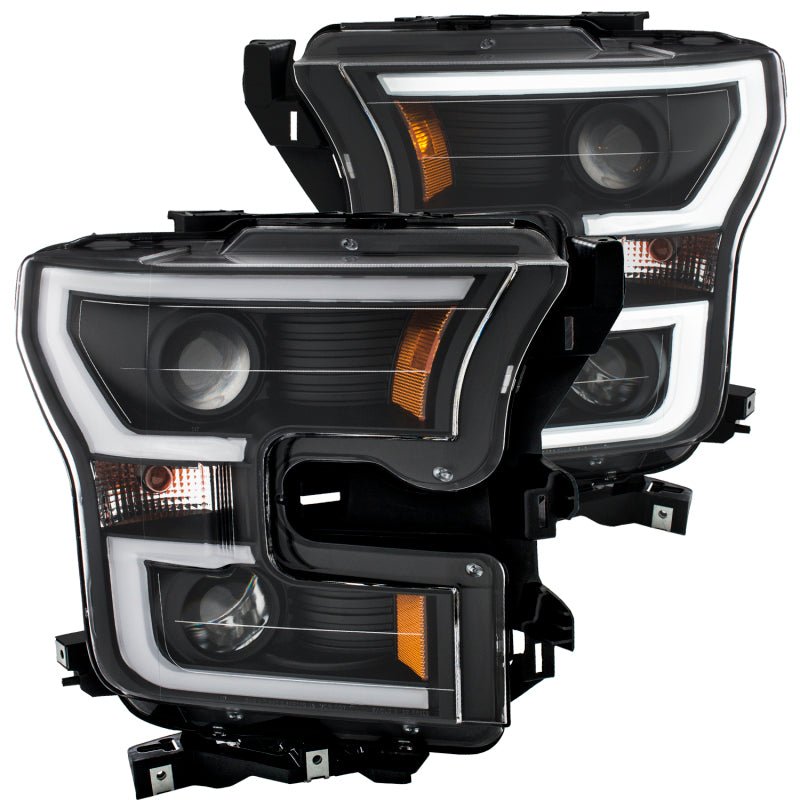 ANZO 2015-2016 Ford F-150 Projector Headlights w/ Plank Style Design Black w/ Amber - Eastern Shore Retros