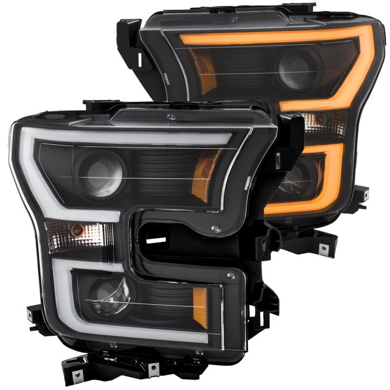 ANZO 2015-2017 Ford F-150 Projector Headlights w/ Plank Style Switchback Black w/ Amber - Eastern Shore Retros