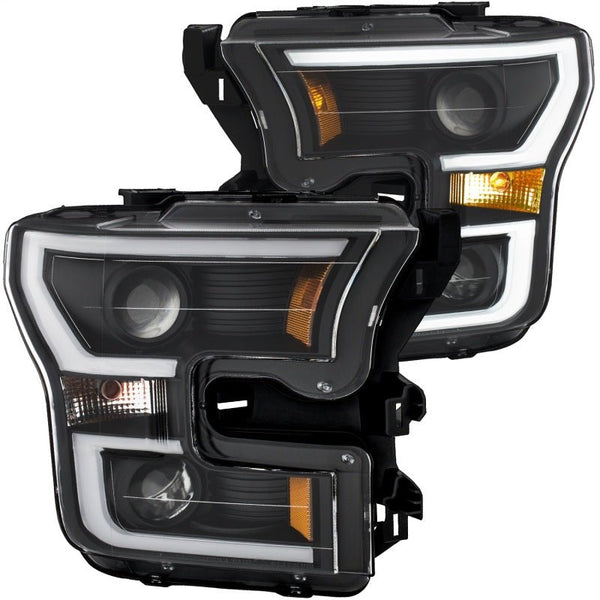 ANZO 2015-2017 Ford F-150 Projector Headlights w/ Plank Style Switchback Black w/ Amber - Eastern Shore Retros