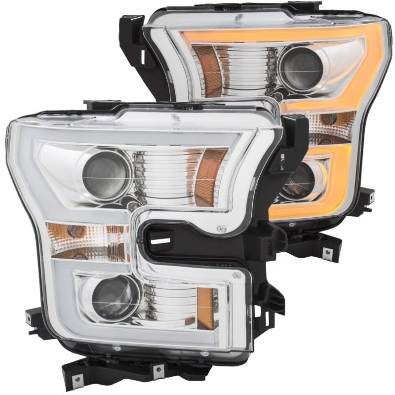 ANZO 2015-2017 Ford F-150 Projector Headlights w/ Plank Style Switchback Chrome w/ Amber - Eastern Shore Retros