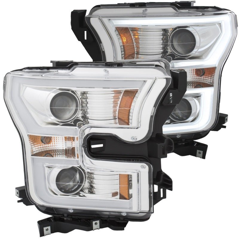 ANZO 2015-2017 Ford F-150 Projector Headlights w/ Plank Style Switchback Chrome w/ Amber - Eastern Shore Retros