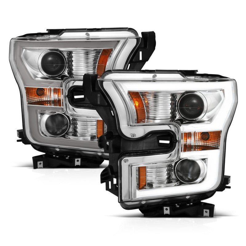 ANZO 2015-2017 Ford F-150 Projector Headlights w/ Plank Style Switchback Chrome w/ Amber - Eastern Shore Retros