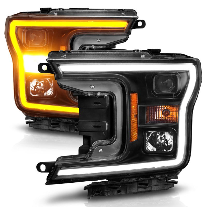 ANZO 2018-2020 Ford F-150 Projector Headlight w/ Plank Style Switchback Black Housing - Eastern Shore Retros