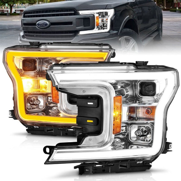 ANZO 2018-2020 Ford F-150 Projector Headlight w/Plank Style Switchback Chrome Housing - Eastern Shore Retros