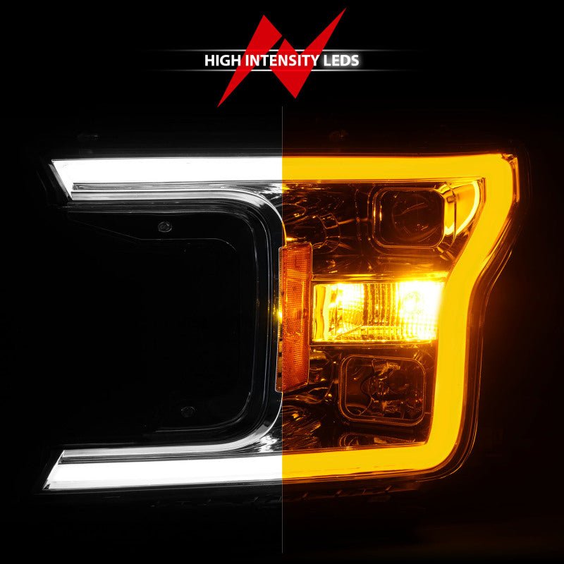 ANZO 2018-2020 Ford F-150 Projector Headlight w/Plank Style Switchback Chrome Housing - Eastern Shore Retros