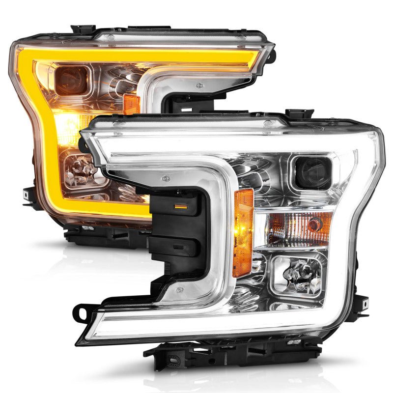 ANZO 2018-2020 Ford F-150 Projector Headlight w/Plank Style Switchback Chrome Housing - Eastern Shore Retros