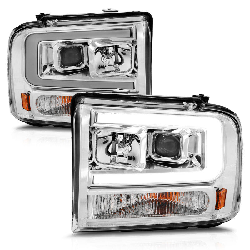 ANZO 99-04 Ford F250/F350/F450/Excursion (excl 99) Projector Headlights - w/Light Bar Chrome Housing - Eastern Shore Retros