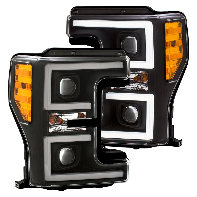 ANZO LED Headlights 17-18 Ford F-250 Super Duty Plank-Style L.E.D. Headlight Black (Pair) - Eastern Shore Retros