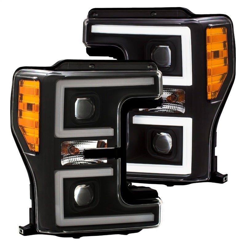 ANZO LED Headlights 17-18 Ford F-250 Super Duty Plank-Style L.E.D. Headlight Black (Pair) - Eastern Shore Retros