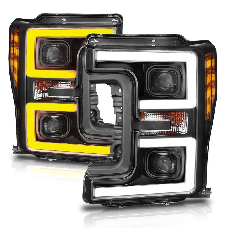 ANZO LED Headlights 17-18 Ford F-250 Super Duty Plank-Style L.E.D. Headlight Black (Pair) - Eastern Shore Retros