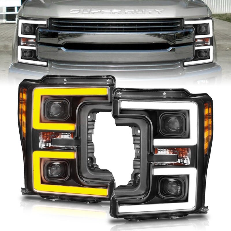 ANZO LED Headlights 17-18 Ford F-250 Super Duty Plank-Style L.E.D. Headlight Black (Pair) - Eastern Shore Retros