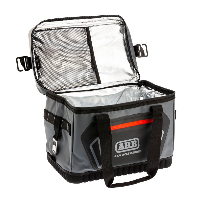 ARB Cooler Bag Charcoal w/ Red Highlights 15in L x 11in W x 9in H Holds 22 Cans - Eastern Shore Retros