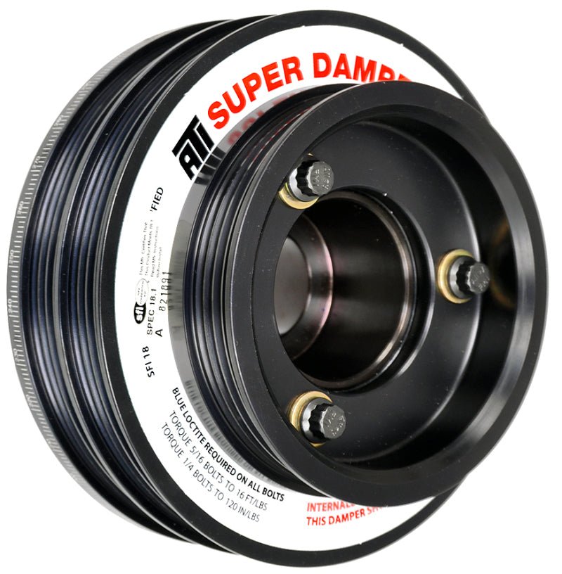 ATI Damper - 5.67in - Alum - (2) 4 Grv - Nissan RB26 - R33 34 - 1Pc - w/Power Steering Pulley - Eastern Shore Retros