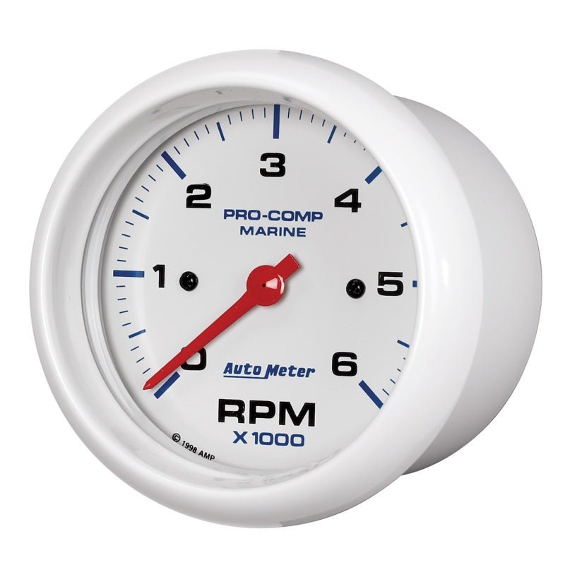 Autometer Marine White Ultra-Lite Gauge 3-3/8in Tachometer 6K RPM - Eastern Shore Retros