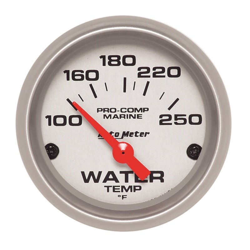 Autometer Water Temp Gauge 2 1/6in 100-200 Degree F Electric Marine Silver - Eastern Shore Retros