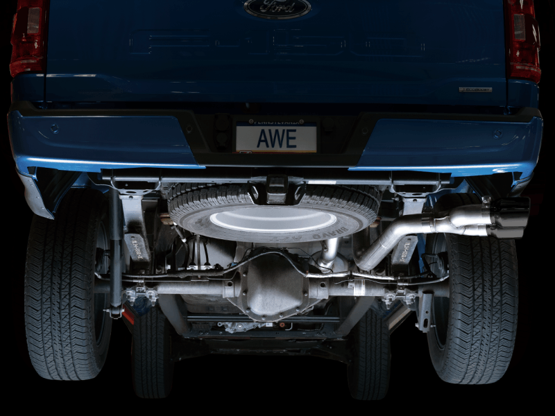 AWE 0FG 21+ Ford F150 Dual Side Exit Cat-Back Exhaust - 4.5in Diamond Black Tips - Eastern Shore Retros