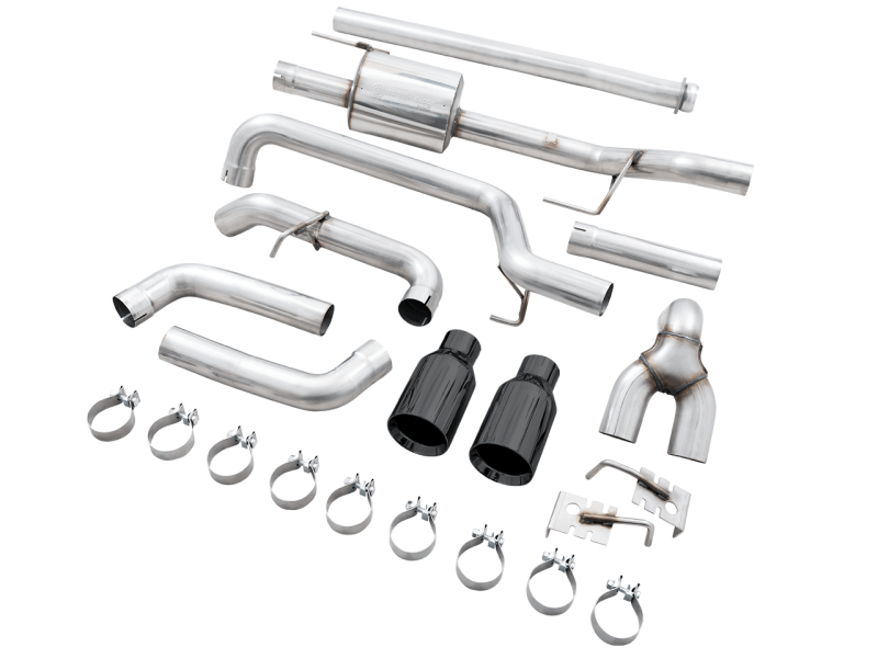 AWE 0FG 21+ Ford F150 Dual Split Rear Cat-Back Exhaust- 5in Diamond Black Tips - Eastern Shore Retros