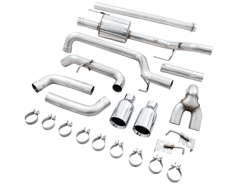 AWE 0FG 21+ Ford F150 Dual Split Rear Exhaust - 5in Chrome Silver Tips - Eastern Shore Retros