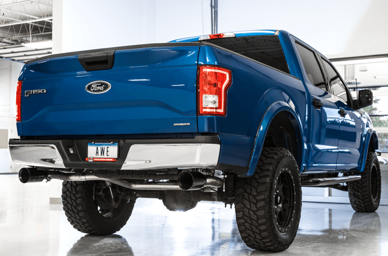 AWE Tuning 2015+ Ford F-150 0FG Dual Exit Performance Exhaust System w/5in Diamond Black Tips - Eastern Shore Retros