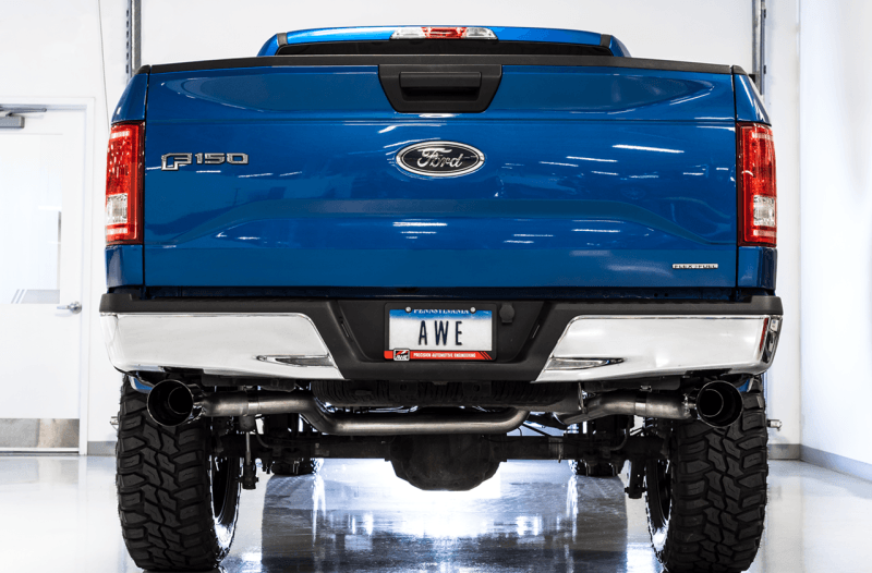 AWE Tuning 2015+ Ford F-150 0FG Dual Exit Performance Exhaust System w/5in Diamond Black Tips - Eastern Shore Retros