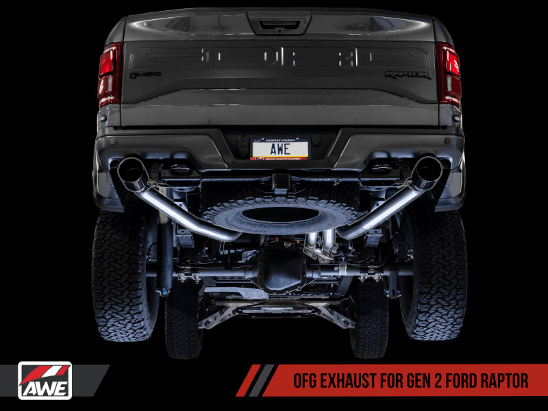 AWE Tuning 2017+ Ford Raptor 0 FG Performance Exhaust System - w/ Diamond Black Tips - Eastern Shore Retros