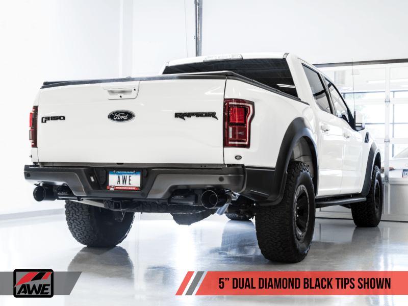 AWE Tuning 2017+ Ford Raptor 0 FG Performance Exhaust System - w/ Diamond Black Tips - Eastern Shore Retros