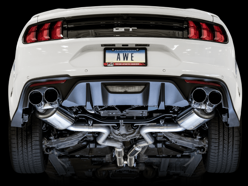 AWE Tuning 2018+ Ford Mustang GT (S550) Cat-back Exhaust - Touring Edition (Quad Chrome Silver Tips) - Eastern Shore Retros