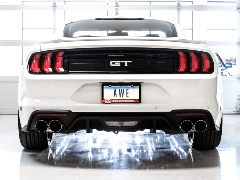 AWE Tuning 2018+ Ford Mustang GT (S550) Cat-back Exhaust - Touring Edition (Quad Chrome Silver Tips) - Eastern Shore Retros