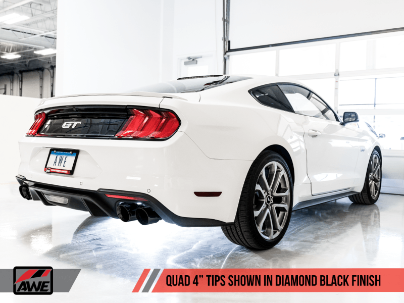 AWE Tuning 2018+ Ford Mustang GT (S550) Cat-back Exhaust - Touring Edition (Quad Diamond Black Tips) - Eastern Shore Retros