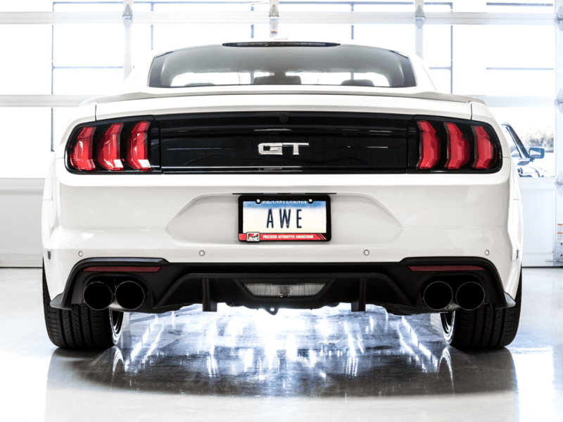 AWE Tuning 2018+ Ford Mustang GT (S550) Cat-back Exhaust - Touring Edition (Quad Diamond Black Tips) - Eastern Shore Retros