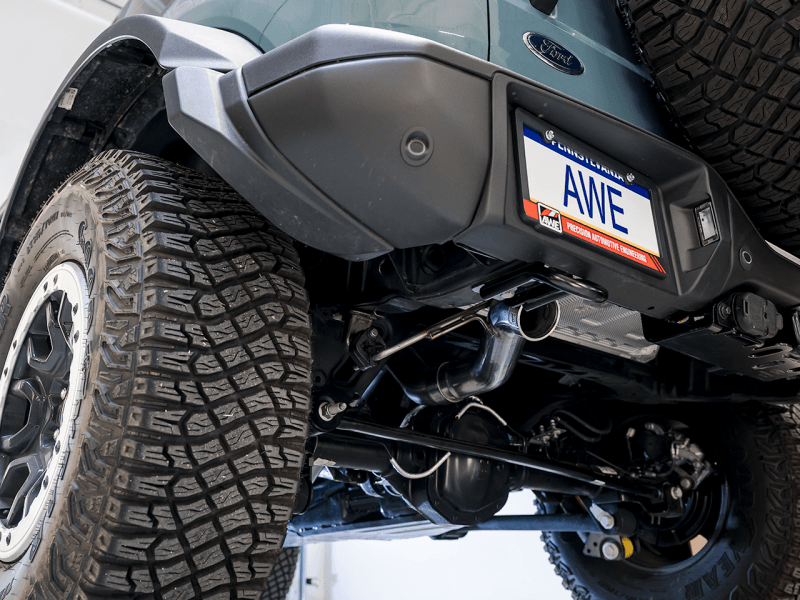 AWE Tuning 2021+ Ford Bronco 0FG Exhaust (No Tips) w/ Bash Guard - Eastern Shore Retros