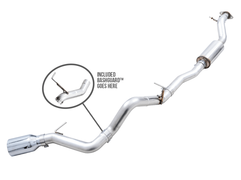 AWE Tuning 2021+ Ford Bronco 0FG Single Rear Exit Exhaust w/Chrome Silver Tip & Bash Guard - Eastern Shore Retros