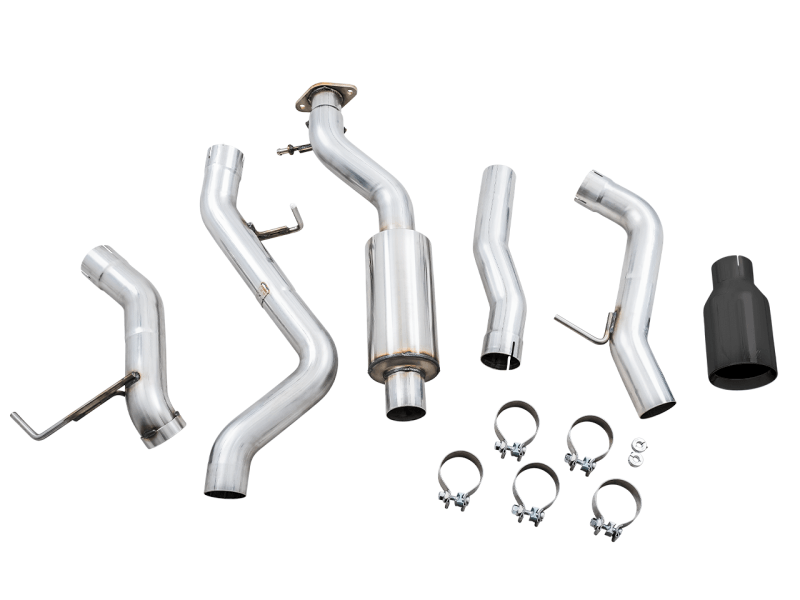 AWE Tuning 2021+ Ford Bronco 0FG Single Rear Exit Exhaust w/Diamond Black Tip & Bash Guard - Eastern Shore Retros