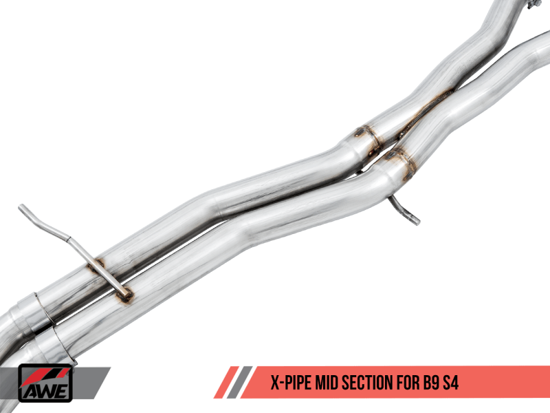 AWE Tuning Audi B9 S4 Track Edition Exhaust - Non-Resonated (Black 102mm Tips) - Eastern Shore Retros