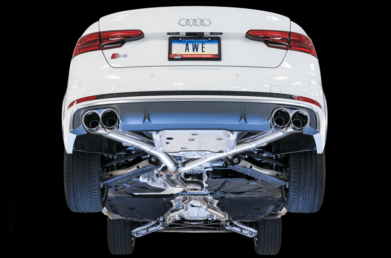 AWE Tuning Audi B9 S4 Track Edition Exhaust - Non-Resonated (Black 102mm Tips) - Eastern Shore Retros