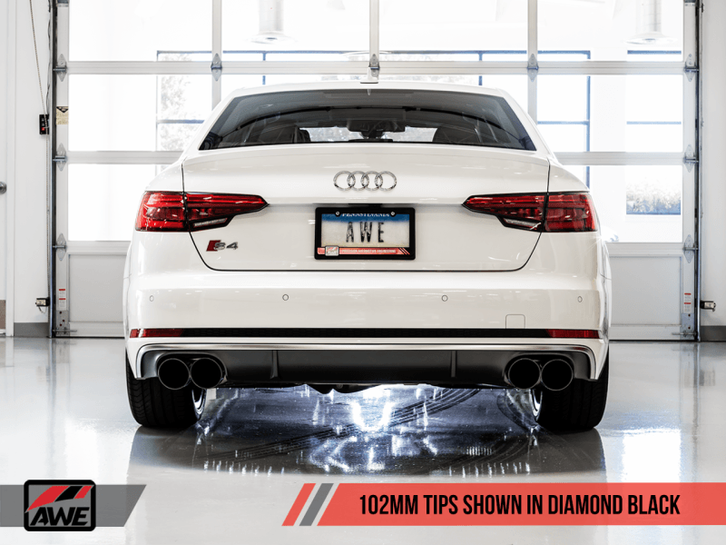 AWE Tuning Audi B9 S4 Track Edition Exhaust - Non-Resonated (Black 102mm Tips) - Eastern Shore Retros