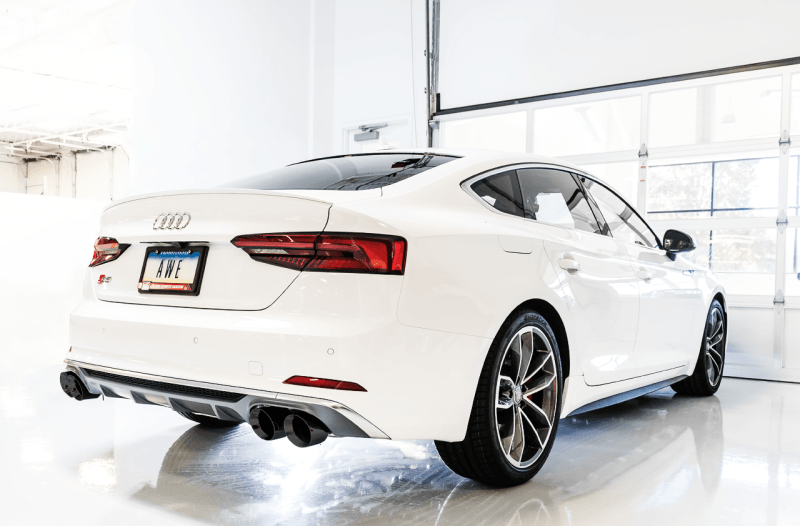 AWE Tuning Audi B9 S4 Track Edition Exhaust - Non-Resonated (Black 102mm Tips) - Eastern Shore Retros