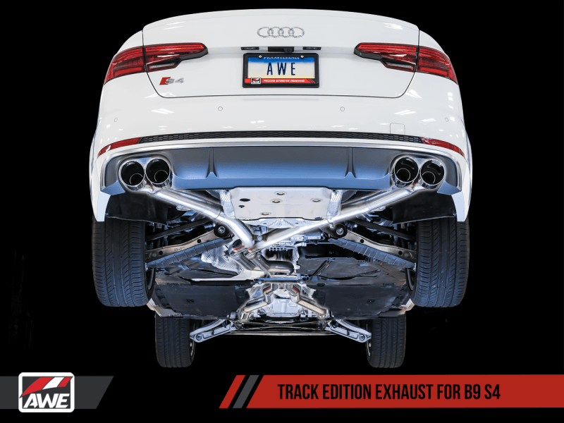 AWE Tuning Audi B9 S4 Track Edition Exhaust - Non-Resonated (Black 102mm Tips) - Eastern Shore Retros