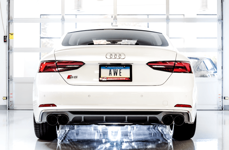 AWE Tuning Audi B9 S4 Track Edition Exhaust - Non-Resonated (Black 102mm Tips) - Eastern Shore Retros