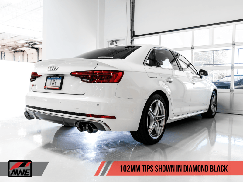 AWE Tuning Audi B9 S4 Track Edition Exhaust - Non-Resonated (Black 102mm Tips) - Eastern Shore Retros
