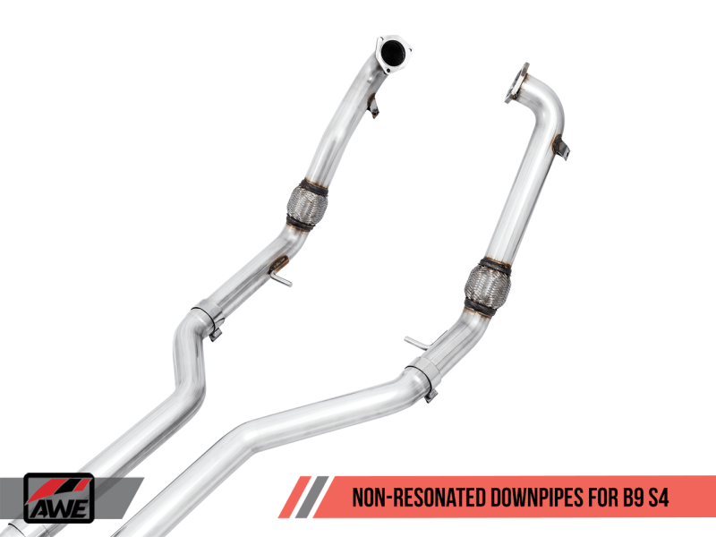 AWE Tuning Audi B9 S4 Track Edition Exhaust - Non-Resonated (Black 102mm Tips) - Eastern Shore Retros