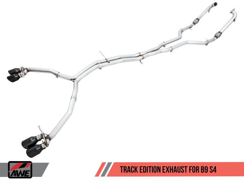 AWE Tuning Audi B9 S4 Track Edition Exhaust - Non-Resonated (Black 102mm Tips) - Eastern Shore Retros