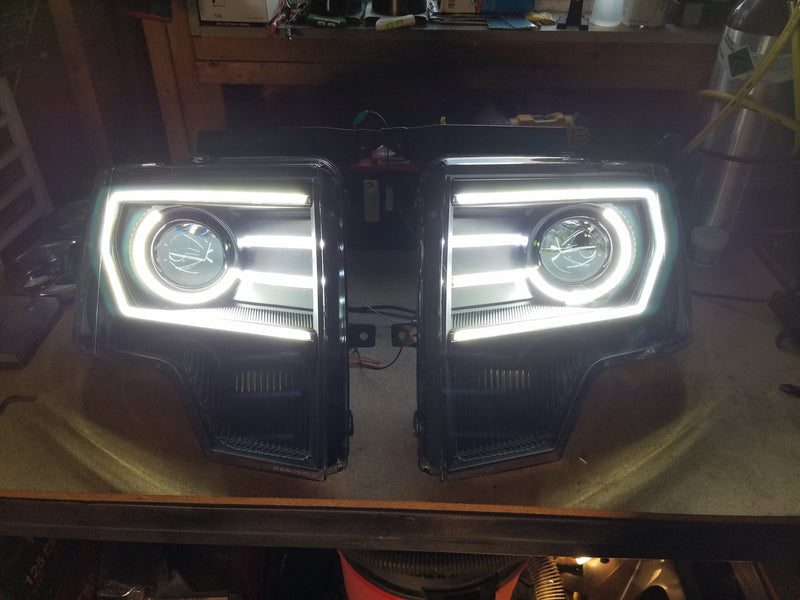 Black OEM HID Style Retrofit Headlights for Halogen Equipped Trucks Only with White DRL(2009-2014 F150) - Eastern Shore Retros